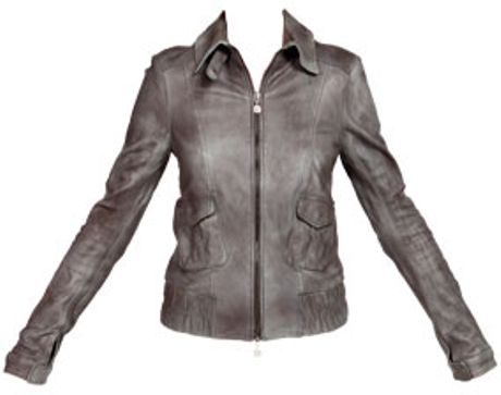 Patrizia Pepe Leather Jacket in Gray (pearl grey) | Lyst