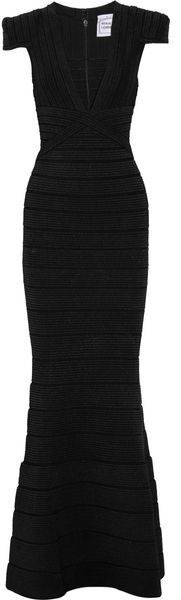 Hervé Léger Beaded Bandage Gown in Black - Lyst
