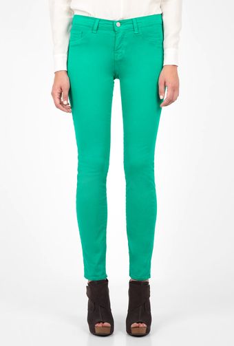 J Brand Emerald Green Mid Rise Skinny Jean - Lyst
