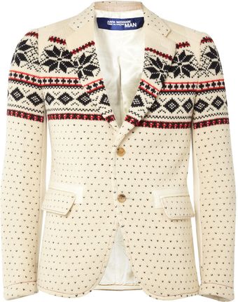  Fair Isle Knitted Wool Blazer 