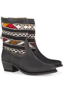 Cobra Society Hand-woven Wool and Brushed-leather Ankle Boots - Lyst