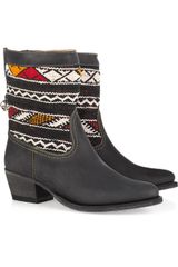 Cobra Society Hand-woven Wool and Brushed-leather Ankle Boots