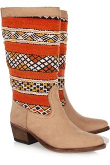 Cobra Society Hand-woven Wool and Brushed-leather Boots - Lyst