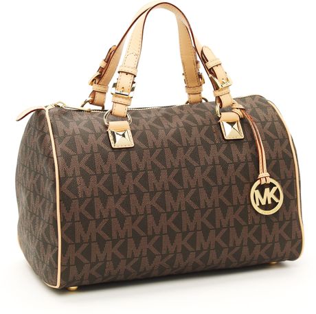 Michael Kors Grayson Large Logo Satchel, Brown in Brown | Lyst 