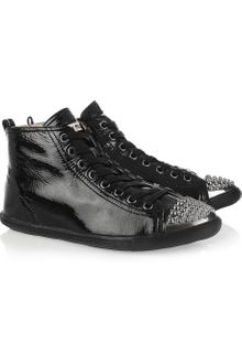 Miu Miu Patent-leather High-top Sneakers - Lyst