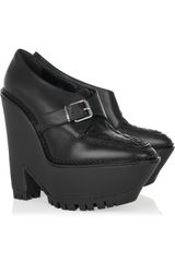 Burberry Prorsum Square-toe Leather Wedges
