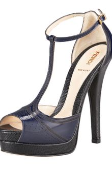 Fendi Laser-Cut T-Strap Platform Sandal - Lyst