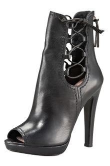 Miu Miu Napa Leather Peep-toe Zip Back Ankle Boot - Lyst