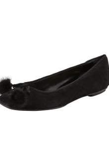 Yves Saint Laurent Love Suede Pom-pom Flat - Lyst