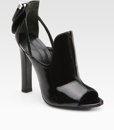 Alexander Wang Agnete Patent Leather Dorsay Peep Toe Ankle Boots in Black - Lyst