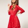 Asos Collection Asos Applique Lace Dress in Red (rednude) - Lyst