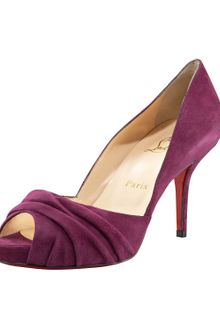 Christian Louboutin Ruched Peep-toe Suede Pump - Lyst