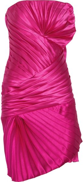 Emanuel Ungaro Pleated Hammered Silk-satin Dress - Lyst