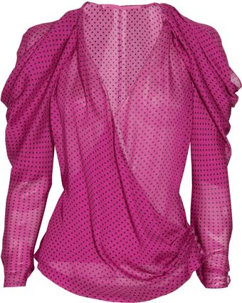 Emanuel Ungaro Polka-dot Silk-chiffon Blouse - Lyst