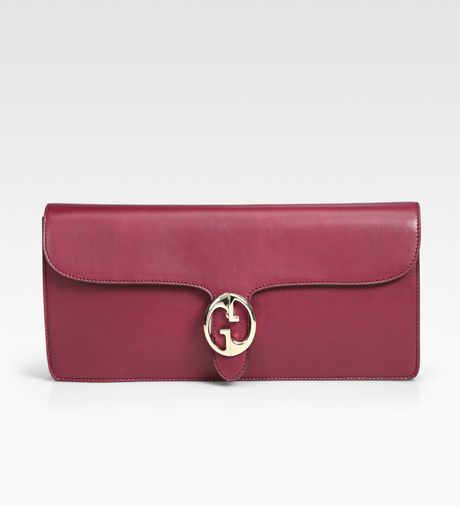 Gucci Leather Clutch in Pink (cherryred) - Lyst