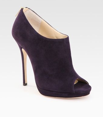 Jimmy Choo Suede Peep-toe Ankle Boots - Lyst
