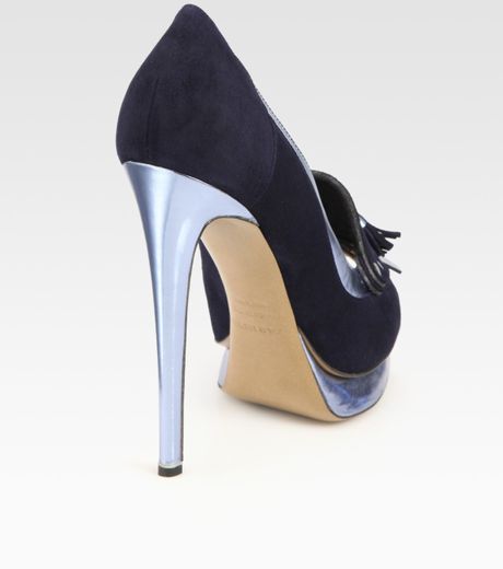 Nicholas Kirkwood Suede And Metallic Platform Loafer Pumps In Blue