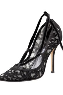 Oscar de la Renta Lace Velvet-ribbon Pump - Lyst