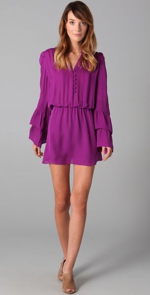 Parker Double Flared Sleeve Dress in Purple (violet) - Lyst