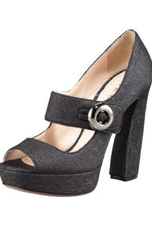 Prada Lurex Peep-toe Mary Jane Pump - Lyst