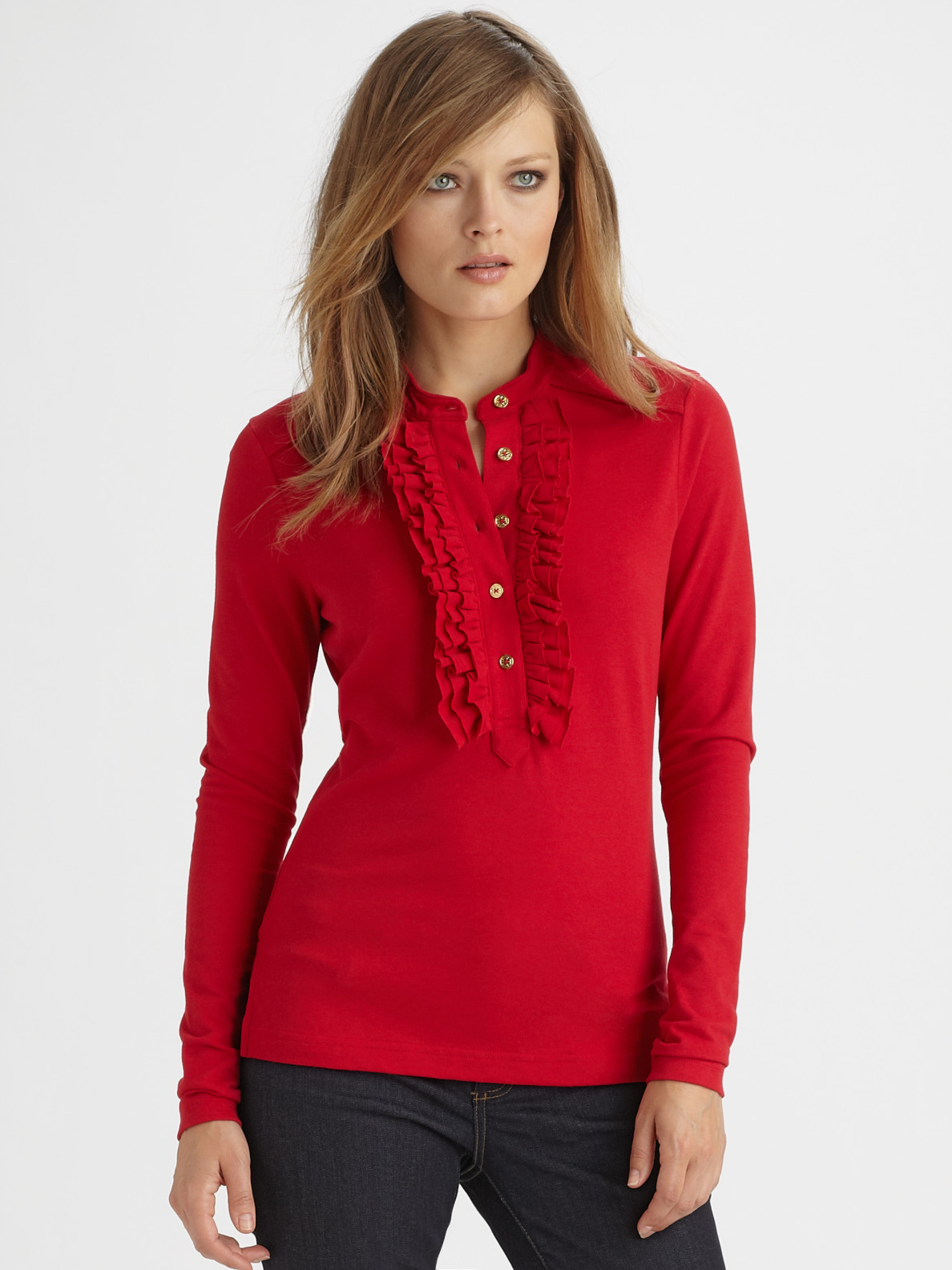 tory burch ruffle shirt