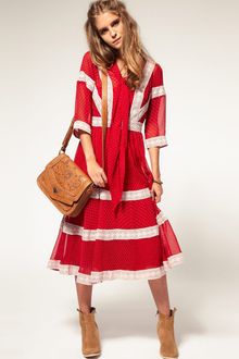 ASOS Collection Asos Midi Dress with Applique Lace - Lyst