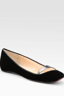 Christian Louboutin Gemelle Velvet and Leather Ballet Flats - Lyst