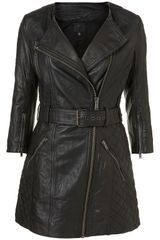 Topshop Quilted Longline Biker Jacket