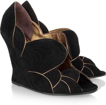 Yves Saint Laurent Jinny Suede Wedges - Lyst
