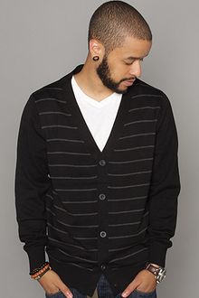 Nixon The Haven Cardigan in Black & Charcoal - Lyst