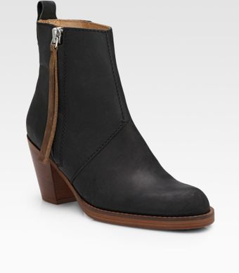 Acne Contrast Pistol Leather Ankle Boots - Lyst