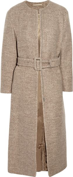 Acne Farrah Collarless Wool Coat in Beige (sand) - Lyst
