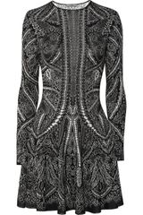 Alexander McQueen Knitted Silk and Wool-blend Intarsia Dress