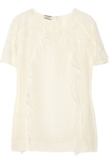 By Malene Birger Elvia Ruffled Silk-crepe Blouse - Lyst