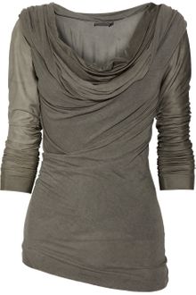 Donna Karan New York Draped Jersey and Satin-jersey Top - Lyst