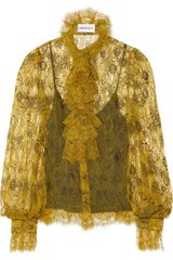 Emilio Pucci Chantilly Lace Ruffled Blouse
