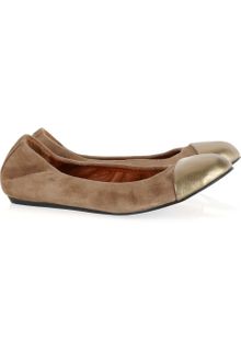 Lanvin Metallic-toe Suede Ballerina Flats - Lyst
