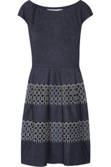Lela Rose Wool-blend and Cotton-lace Dress - Lyst