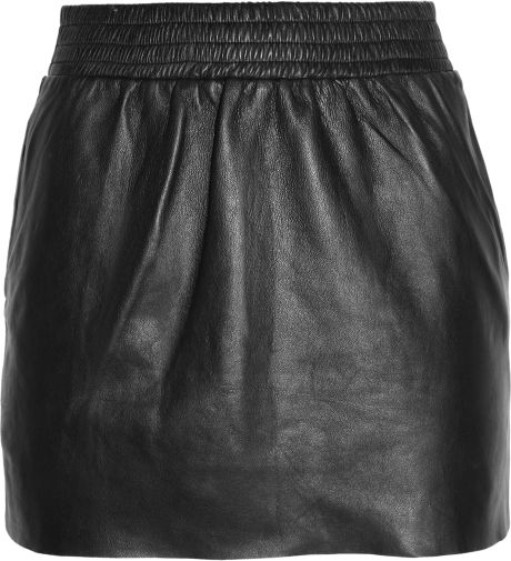 Maje Jalouse Leather Mini Skirt in Black - Lyst