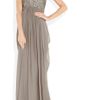 Marchesa Silkcrepe Strapless Gown in Brown (taupe) - Lyst
