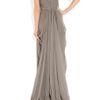 Marchesa Silkcrepe Strapless Gown in Brown (taupe) - Lyst