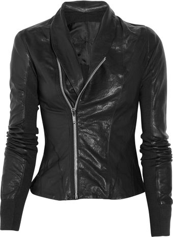 Rick Owens Washed-leather and Ribbed-wool Jacket - Lyst