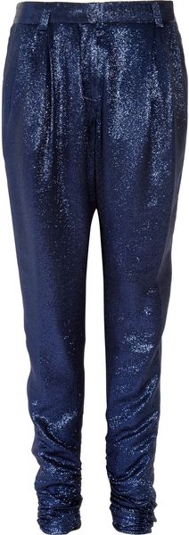 Vionnet Draped Silkblend Lamé Pants in Blue - Lyst