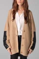 By Malene Birger Igano Leather-paneled Wool-blend Cardigan