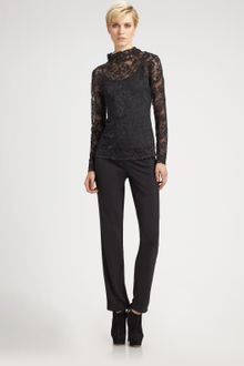 Josie Natori Mock Turtleneck Lace Top - Lyst
