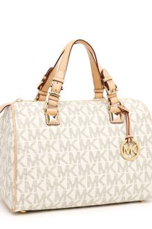 Michael Kors Grayson Large Logo Satchel, Vanilla - Lyst