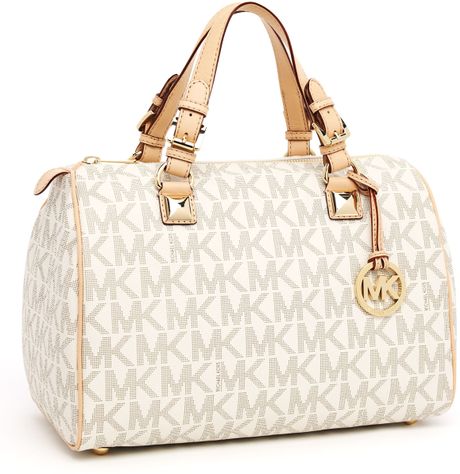 Michael Kors Grayson Large Logo Satchel, Vanilla in Beige (vanilla) - Lyst