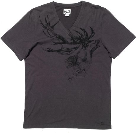Reiss Stag Print Tee in Gray for Men (charcoal) | Lyst