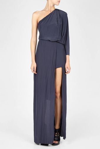 Acne Steel Blue Emile One Shoulder Maxi Dress - Lyst