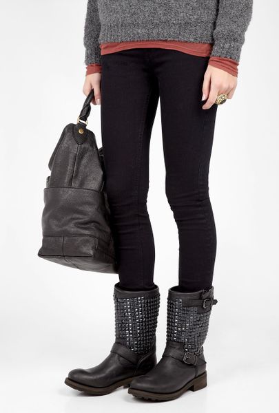 flat black boots with studs
